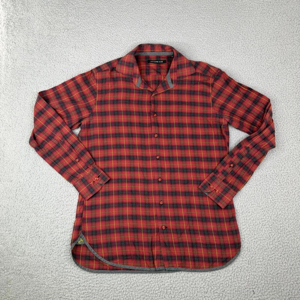 Hammer Made Long Sleeve Red Plaid Button Up Shirt Men's 38/15 100% Cotton